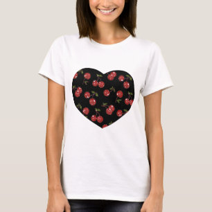RAB Rockabilly Sehr Kirschen Kirschen Auf Schwarz T-Shirt