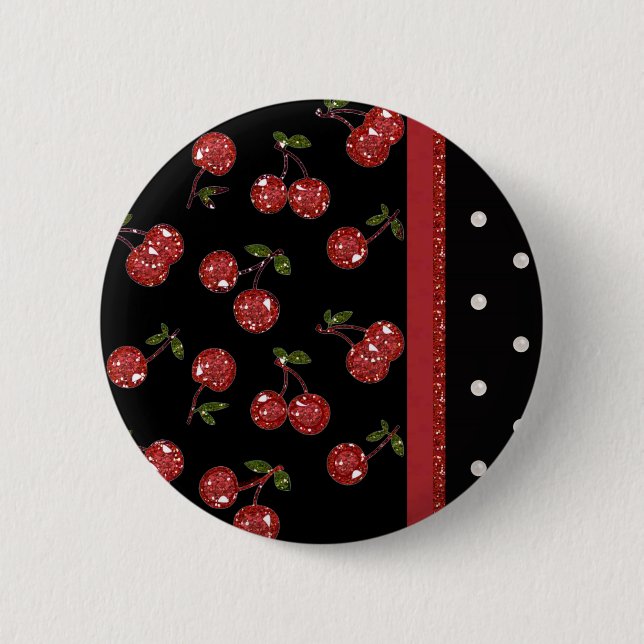 RAB Rockabilly Sehr Kirschen Schwarz Button (Vorderseite)