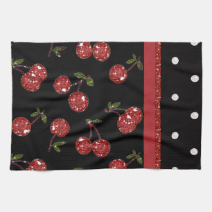 RAB Rockabilly Sehr Kirschen Schwarz Handtuch