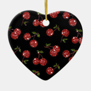 RAB Rockabilly sehr Kirschkirschen auf schwarz Keramikornament