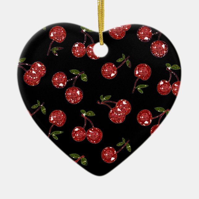 RAB Rockabilly sehr Kirschkirschen auf schwarz Keramikornament (Vorne)