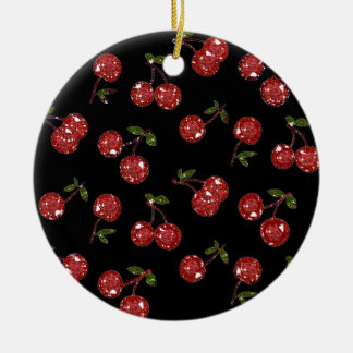RAB Rockabilly sehr Kirschkirschen auf schwarz Keramikornament