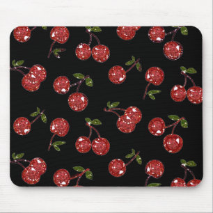 RAB Rockabilly sehr Kirschkirschen auf schwarz Mousepad