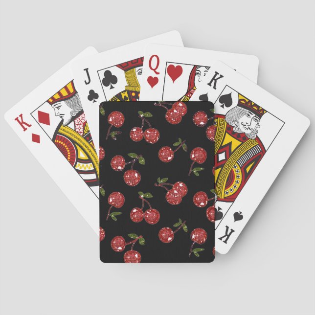 RAB Rockabilly sehr Kirschkirschen auf schwarz Spielkarten (Rückseite)