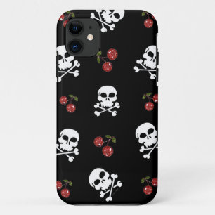 RAB Rockabilly Skulls and Cherries on Black iPhone 11 Hülle