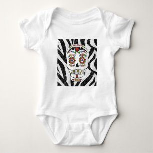 RAB Rockabilly Sugar Skull auf Zebra Print Baby Strampler