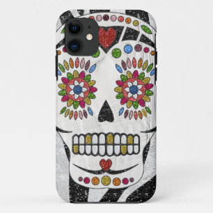 RAB Rockabilly Sugar Skull auf Zebra Print Case-Mate iPhone Hülle