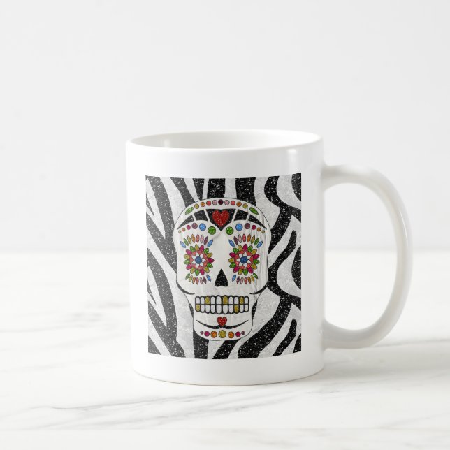 RAB Rockabilly Sugar Skull auf Zebra Print Kaffeetasse (Rechts)