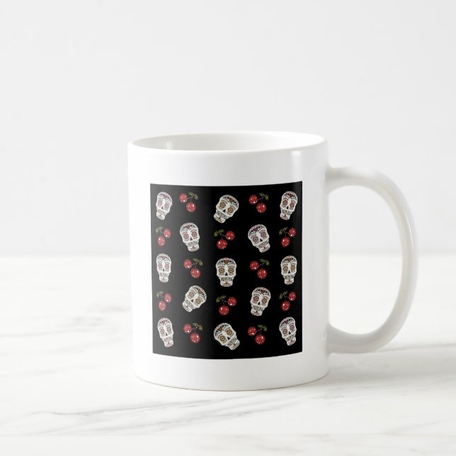 RAB Rockabilly Sugar Skulls Kirschen Kirschen auf  Kaffeetasse (Rechts)