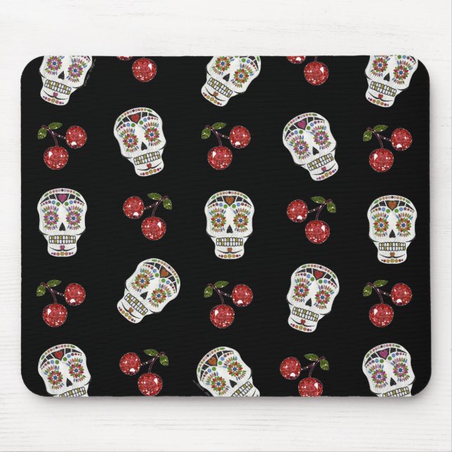 RAB Rockabilly Sugar Skulls Kirschen Kirschen auf  Mousepad (Vorne)