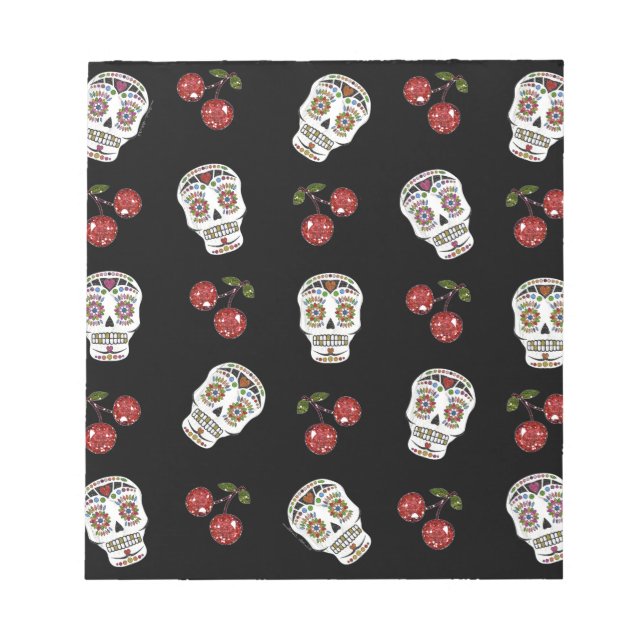 RAB Rockabilly Sugar Skulls Kirschen Kirschen auf  Notizblock (Vorderseite)
