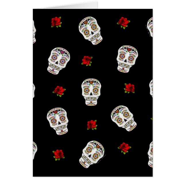 RAB Rockabilly Sugar Skulls Roses On Black (Devant)