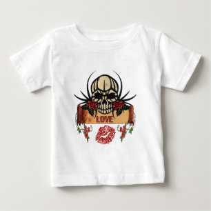 RAB Rockabilly Totenkopf Rosen Lippenstift Liebe Baby T-shirt
