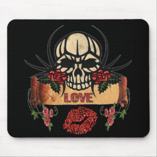 RAB Rockabilly Totenkopf Rosen Lippenstift Mousepad