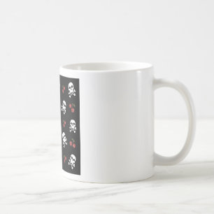 RAB Rockabilly Totenköpfe und Kirschen auf Schwarz Kaffeetasse
