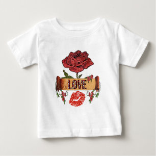 RAB Rockabilly Valentine Roses, Love & Lipstick Baby T-shirt