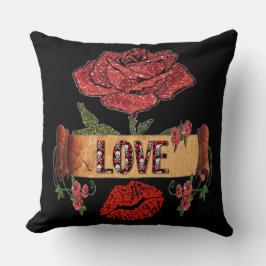 RAB Rockabilly Valentine Roses, Love & Lipstick Kissen