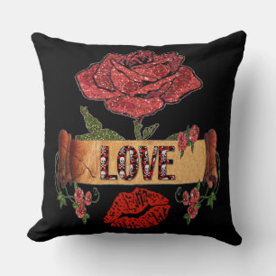 RAB Rockabilly Valentine Roses, Love & Lipstick Kissen