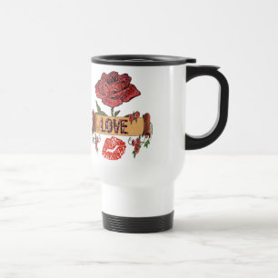 RAB Rockabilly Valentinsrosen, Liebe & Lippenstift Reisebecher