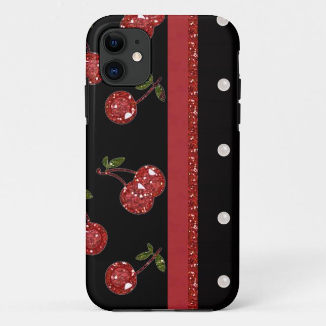 RAB Rockabilly Very Cherry Cherries Black Case-Mate iPhone Hülle (Rückseite)
