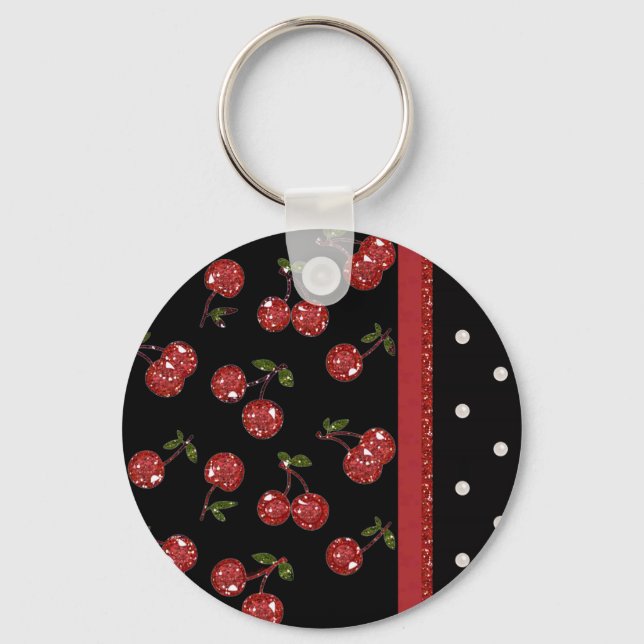 RAB Rockabilly Very Cherry Cherries Black Schlüsselanhänger (Vorderseite)