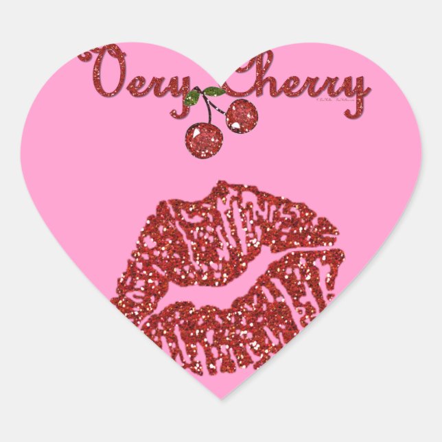 RAB Rockabilly Very Cherry Kiss Herz-Aufkleber (Vorderseite)
