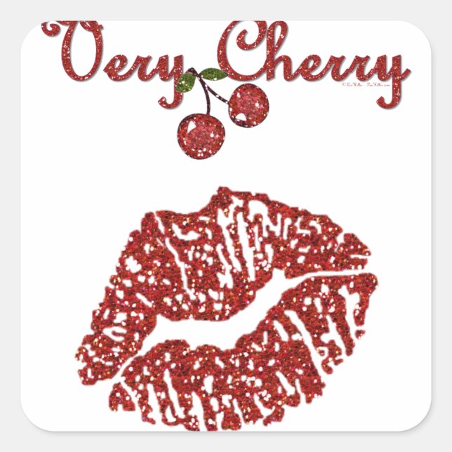 RAB Rockabilly Very Cherry Kiss Quadratischer Aufkleber (Vorderseite)