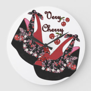 RAB Rockabilly Very Cherry Shoes Große Wanduhr