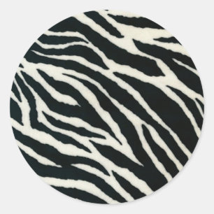 RAB Rockabilly Zebra Print Black & White Runder Aufkleber