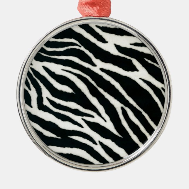 RAB Rockabilly Zebra Print Black & White Silbernes Ornament (Vorne)