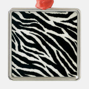 RAB Rockabilly Zebra Print Black & White Silbernes Ornament