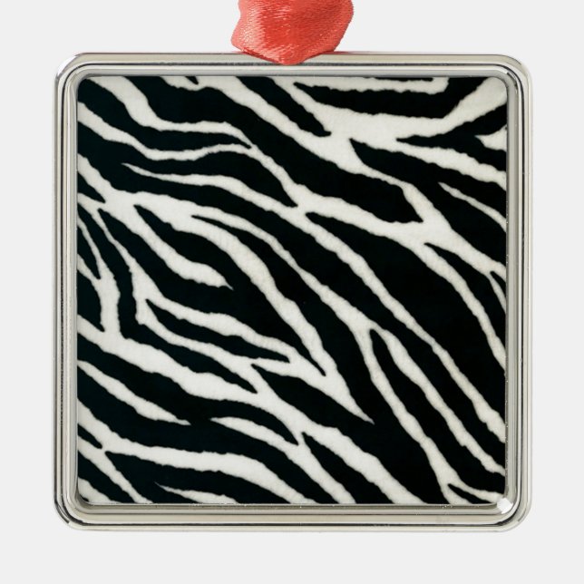 RAB Rockabilly Zebra Print Black & White Silbernes Ornament (Vorne)