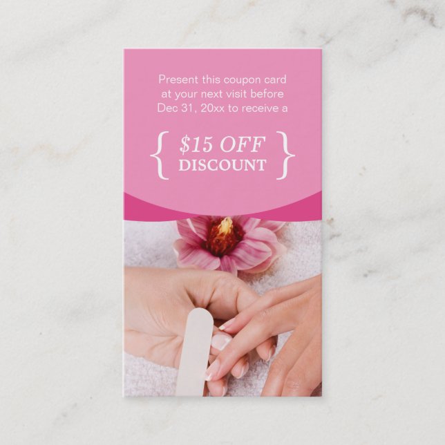 Rabais Coupon Élégant Beauté Rose Nail Salon SPA (Devant)