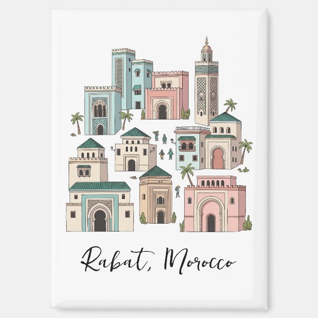 Rabat Marokko Reise Postkarte Magnet (Vorderseite)
