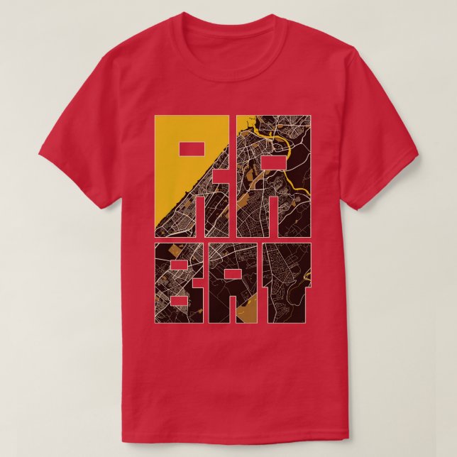 Rabat Marokko Städteplan Typografie Pastel T-Shirt (Design vorne)