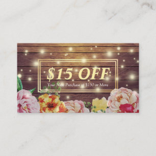 Rabattcoupon für Holzfloral String Lights Salon Rabattkarte