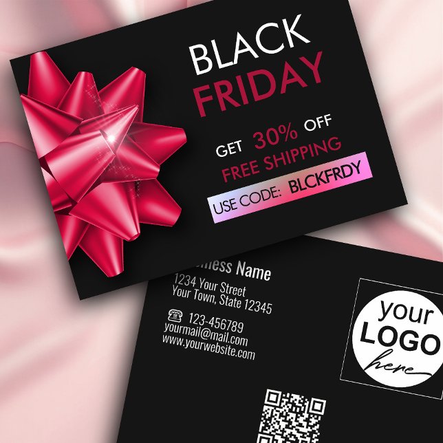 Rabattkarte für den Black Friday Sale Pink Bow QR  (Von Creator hochgeladen)