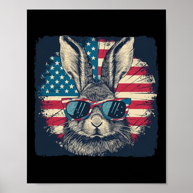 Rabbit American Patriot 4. Juli Geschenk Lover Poster (Vorne)