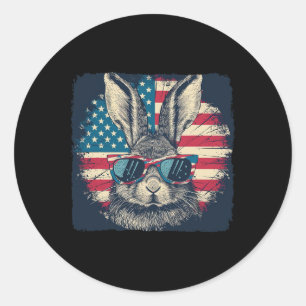 Rabbit American Patriot 4. Juli Geschenk Lover Runder Aufkleber