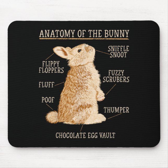 Rabbit Anatomy Bunny Lover Animal Pet Owner  Mousepad (Vorne)
