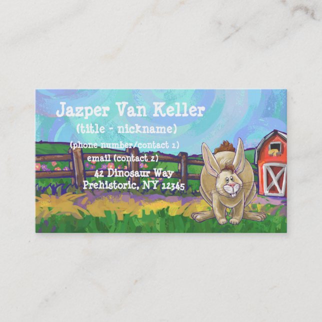 Rabbit Animal Parade schreibt Sachen Visitenkarte (Vorderseite)