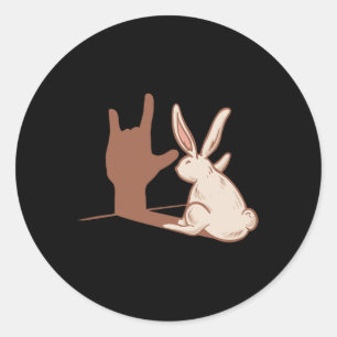 Rabbit Asl Hand Gesture Deaf Hörversager Runder Aufkleber