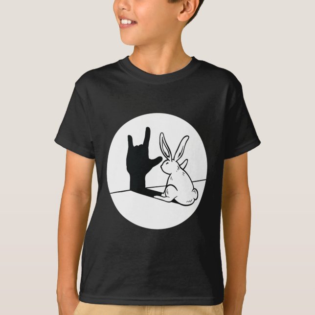 Rabbit Asl Hand Gesture Deaf Hörversager T-Shirt (Vorderseite)