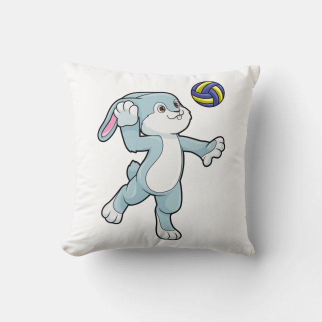 Rabbit at Sports with Volleyball Kissen (Vorderseite)