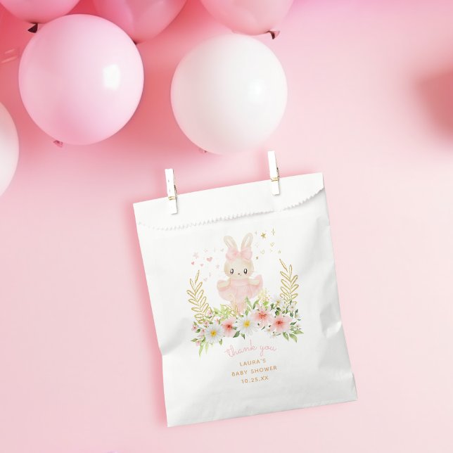 Rabbit Ballerina Bunny Girl Babydusche Danke Geschenktütchen (Watercolor Ballerina Rabbit Baby Shower Thank Your Favor Bag)