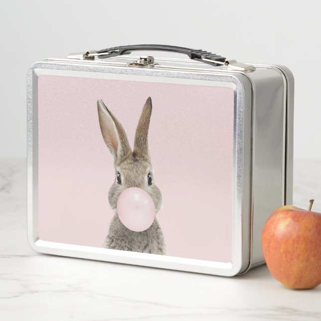 Rabbit Blowing Pink Bubble gum   Metall Brotdose (Beispiel)