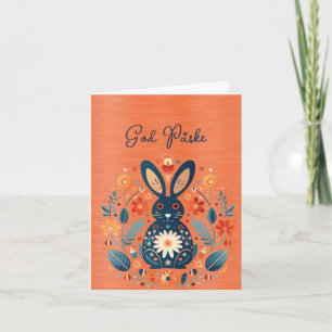 Rabbit Blue Orange God Påske Karte