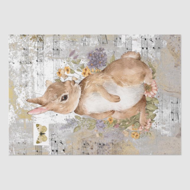 Rabbit Blume Butterfly Music Gold Entdeckungsreise Seidenpapier (Vorderseite)