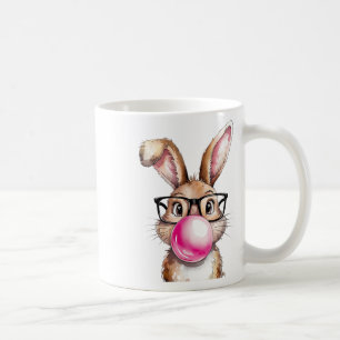 Rabbit Bunny Blows Gum Osterfeiertag Rosa Wo Kaffeetasse
