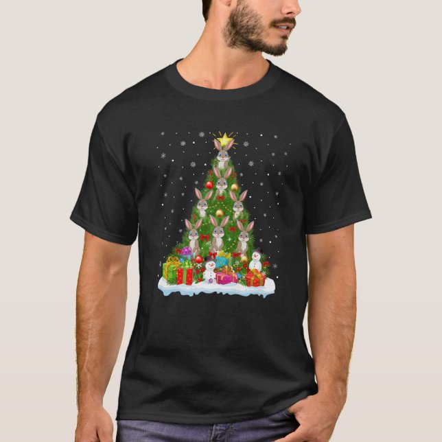 Rabbit Bunny Christmas Tree Weihnachtsdekor Funny  T-Shirt (Vorderseite)